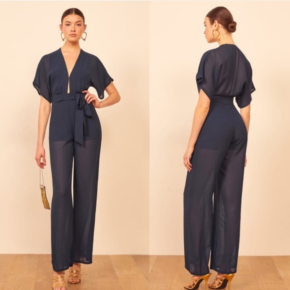 Reformation Pants - Reformation Navy Lemongrass Jumpsuit